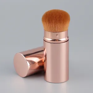 Large retractable makeup brush portable foundation powder blush brush with rose gold aluminum tube