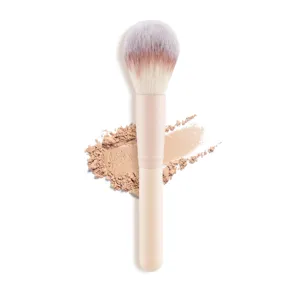 Brocha de Maquillaje de Llama Única Iluminador Colorete Polvo Contorno Herramienta Cosmética Degradado Fibra Suave Mango Madera Brocha Belleza