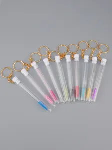 Transparente Wimpernbürste Schlüsselanhänger, tragbares Make-up-Werkzeug mit bunten Borsten.