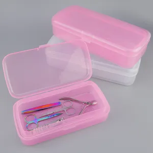 Scatola di disinfezione per strumenti per unghie in plastica trasparente rosa principale