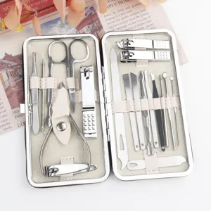 Edelstahl Maniküre Set professionelle Nagelknipser Kit Klappbare Nagelpflege Werkzeuge Tasche