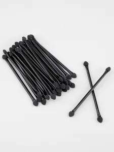 Detailed view of black double-headed sponge eyeshadow makeup brushes, bulk pack for daily use.