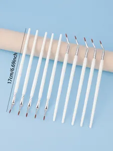 Fine angled eyeliner brush set with bent detail brushes for precise makeup and nail art.