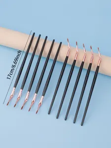 Fine eyeliner brush set with bent and straight tips, 17cm detail makeup brushes for precise eyes.