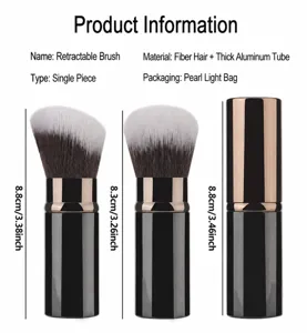 Portable Retractable Makeup Brush Soft Fiber Bristle Face Blush And Loose Powder Tool