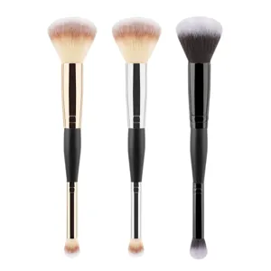 Double-ended makeup brush set featuring soft fluffy powder blush and precision detail brushes.