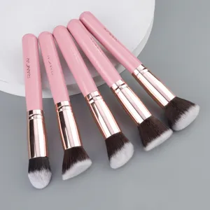 Professional Makeup Brush Soft Fiber Hair Foundation Powder Contour Makeup Brushes With Pink Wood Handle