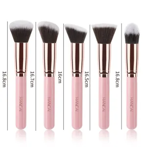 5pcs professional makeup brush set with soft synthetic bristles and pink handles for flawless beauty.