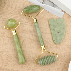 Natural jade roller and gua sha set facial massager tool for skin care routine set