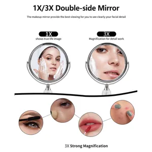 Doppelseitiger Tisch-Schminkspiegel mit 1X und 3X Vergrößerung für präzises Make-up.