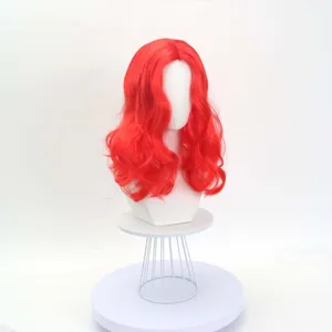 Parrucca Lunga e mossa Rossa Capelli Sintetici Costume Cosplay per Festa Halloween