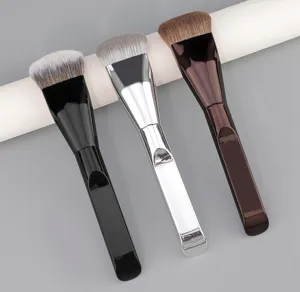 Set of 3 flat foundation brushes with soft bristles and ergonomic handles for flawless makeup.