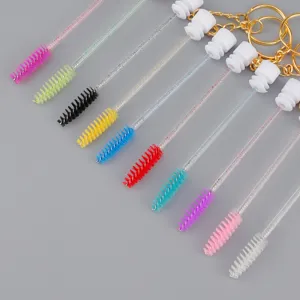 Einweg Wimpernbürste mit Kristallgriff und Schlüsselring, bunte Glitzer Mascara Bürsten.