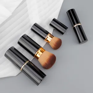 Retractable makeup brushes portable travel powder brush black gold cosmetic tools.