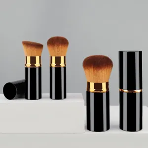Portable Retractable Makeup Brush Black Gold Synthetic Fiber Foundation Powder Blush Brush Cosmetic Beauty Tool