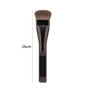 Professional flat foundation brush with soft bristles for smooth liquid makeup. 16cm length.