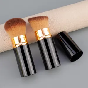 Portable retractable makeup brush black gold small loose powder brush for daily cosmetic makeup