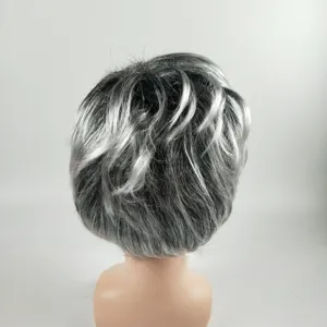 Korte grijze pruik voor oudere man kostuum, ideaal voor Halloween feest en cosplay evenementen.