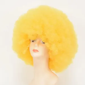 Helle gelbe Afro Perücke für Partys, lustiges Clown Kunsthaar für Events und Bühnenrequisiten.