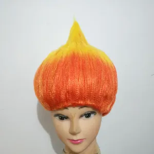 Anime cosplay orange flame wig fluffy magical character costume party hair piece accessory