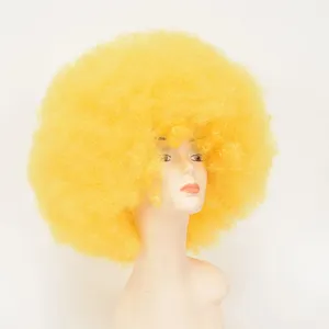 Leuchtend gelbe Afro-Perücke für Party-Kostüme, flauschiger Clown-Kopfschmuck aus Kunsthaar.