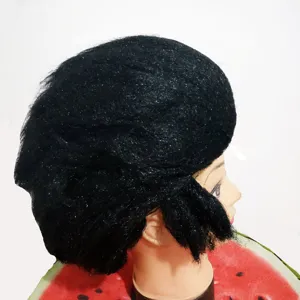 Men black vintage wig cosplay hair Halloween party costume retro styling daily wear soft breathable