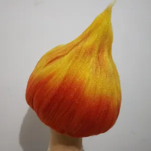 Flame shape cosplay wig vibrant orange yellow synthetic hair for halloween festival party