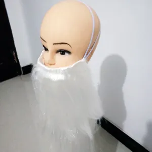 White long Santa beard costume accessory with elastic strap for holiday party cosplay.