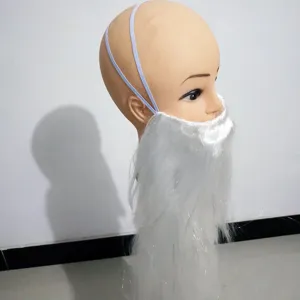 White long Santa beard costume prop for Christmas holiday party and festive dress up events.