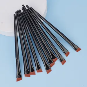 Angled eyeliner brush set black handle detail makeup brushes for precise eye makeup design