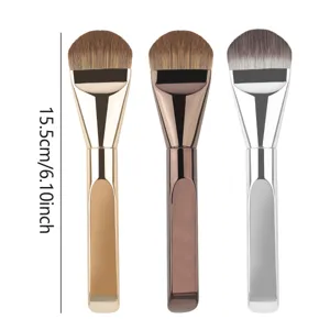 Professional flat foundation makeup brush set with metal handle, 15.5cm tongue shape tool.