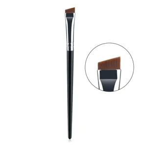 Professional angled eyeliner brush and precision eyebrow detail brush with soft synthetic fibers.