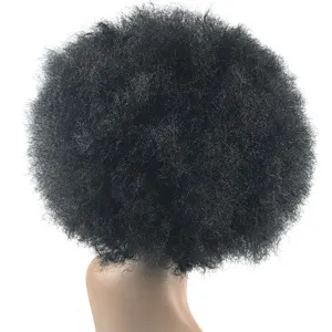 Grande perruque afro noire et volumineuse pour fête, cheveux bouclés bouffants.