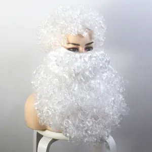 Weißes Weihnachtsmann Perücke und lockiger Bart Set für Weihnachtsfeier und Kostüm.
