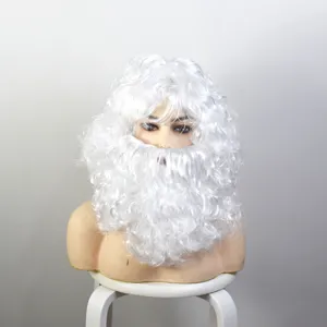 Set di Parrucca e Barba Riccia Bianca da Babbo Natale per Festa e Costume Festivo