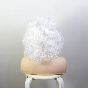 White curly wig for Santa Claus costume holiday party dress up performance prop accessory.