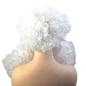 Weiße lockige Perücke für Weihnachtsfeier und Festtags Kostüm Performance Zubehör Neu.