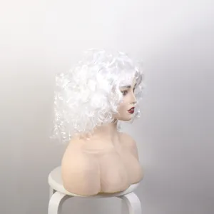 White curly wig short fluffy wig for party cosplay costume holiday performance dress up