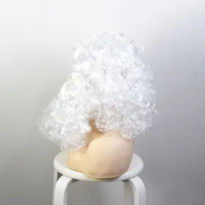 Santa Claus white curly wig and beard set for Christmas holiday party costume accessories.