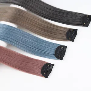 Synthetic Hair Extensions Highlight Clip In Hair Piece Long Straight Colored Hair Extensions For Women Daily Styling