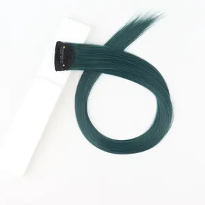 Dark green hair extension clip, one-piece long straight clip in hair piece for daily fashion.