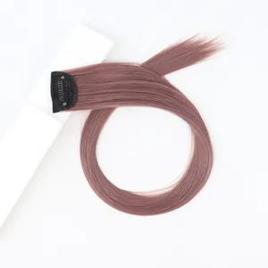 Synthetic clip-in hair extension piece, long straight highlight hair, invisible snap clip.