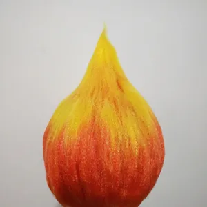Fluffy flame wig cosplay troll hairpiece bright gradient red yellow alternative festival look