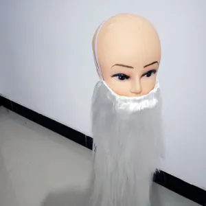 White Santa beard and mustache wig detail view, perfect for holiday party cosplay and dress up.