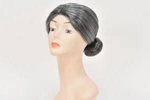 Perruque chignon de vieille dame grise pour cosplay halloween costume spectacle et scène