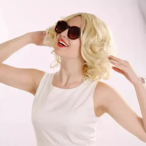 Blonde curly wig for women, Marilyn Monroe short wavy hair, perfect for cosplay and party.