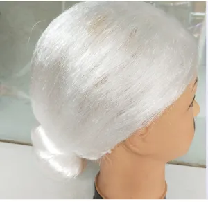 Λευκή περούκα γιαγιάς με κότσο για κοστούμι cosplay πάρτι θεατρική παράσταση παιχνίδι
