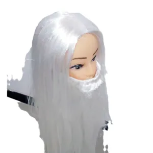 Christmas white long wig and beard set for holiday party costume dress-up fun events