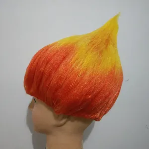 Flame Troll Cosplay Wig Red Yellow Gradient Hair Party Halloween Costume Accessory