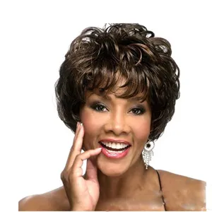 Short curly wig for women natural fluffy hair styling detail view for daily wear and cosplay.